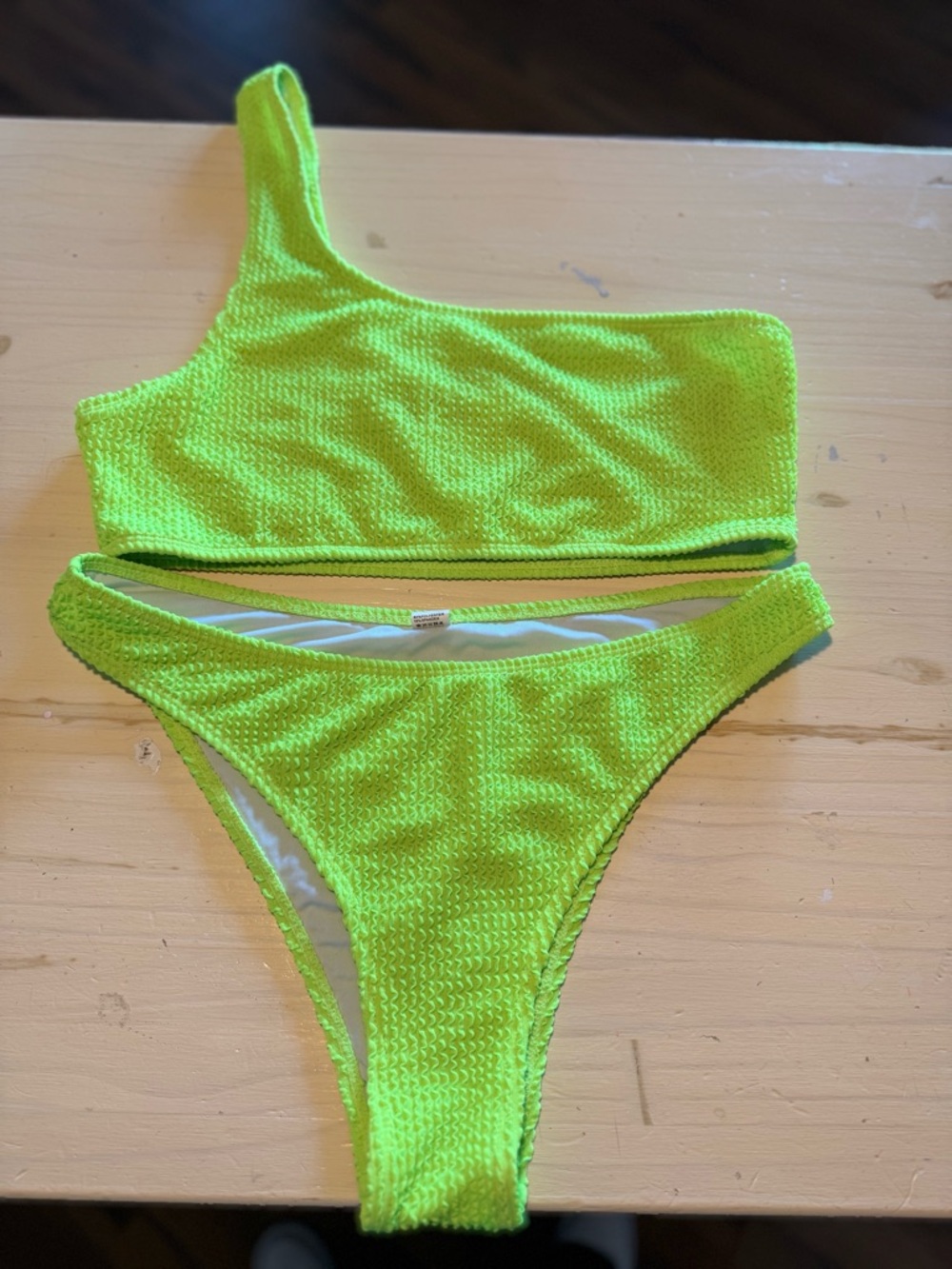 SHEIN Neon Green One-Shoulder Bikini Set